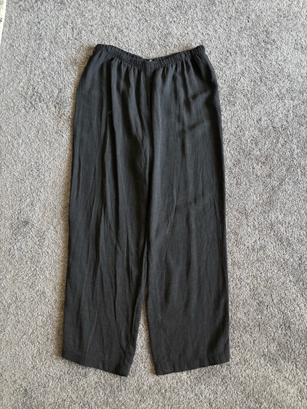 Eileen Fisher Black Wide-Leg Pull-On Pants